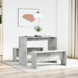3 Piece Dining Table and Bench set Concrete Grey Engineered Wood 855533