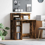 Desk with Shelf Smoked Oak 90 x 48 x 101.5 cm Engineered Wood 869526