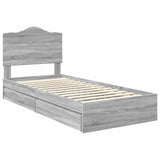 Storage Bed with Drawer Grey Sonoma 90 x 200 cm Engineered Wood 3413546