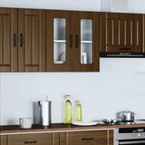 Kitchen Wall Cabinet with Glass Door Kalmar Brown Oak Engineered Wood 853674