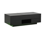 LED Lift-Top Coffee High Gloss Centre Table with 2 drawers & LED lights, Lifting Sofa Side N605P439616S