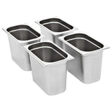 Gastronorm Containers 4 pcs GN 1/4 200 mm Stainless Steel 50904