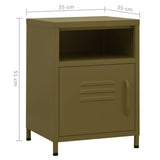 Nightstands 2 pcs Olive Green 35x35x51 cm Steel 3095214