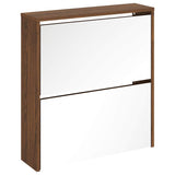 Shoe Cabinet with Mirror 2-Layer Brown Oak 63x17x67 cm 342634