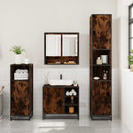 ZNTS 3 Piece Bathroom Furniture Set Smoked Oak Engineered Wood 3300997