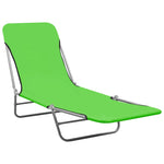 ZNTS Folding Sun Loungers 2 pcs Steel and Fabric Green 310343