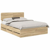 Bed Frame with Drawer Sonoma Oak 140 x 200 cm Engineered Wood 3412180