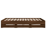 Bed Frame with Drawers without Mattress Brown Oak 200x200 cm 3207251