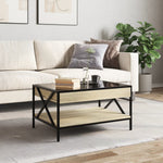 ZNTS Coffee Table with Infinity LED Sonoma Oak 70x50x38 cm 847703