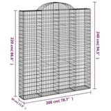 Arched Gabion Baskets 3 pcs 200x30x220/240 cm Galvanised Iron 3146237