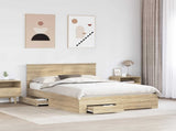 Bed Frame with Drawer Sonoma Oak 140 x 200 cm Engineered Wood 3408265