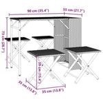 5 Piece Garden Dining Set Foldable Grey Poly Rattan 365946