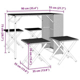 5 Piece Garden Dining Set Foldable Grey Poly Rattan 365946