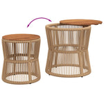 ZNTS Garden Side Tables 2 pcs with Wooden Top Beige Poly Rattan 366293