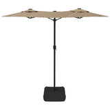 Double-Head Garden Parasol with LEDs Taupe 316x145 cm 362972