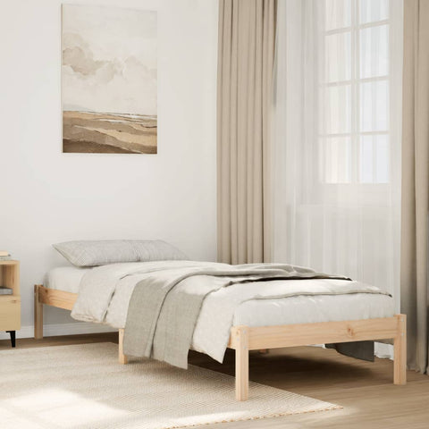 ZNTS Extra Long Bed Frame without Mattress 90x210 cm Solid Wood Pine 852402