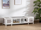 Rabbit Hutch and Run, with Removable Tray - Grey T3398P350076
