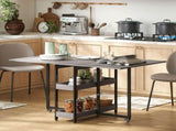 HOMCOM Four-Person Drop Leaf Table - Grey Wood-Effect T3398P549124