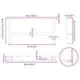 Coffee Table Legs White 2 pcs 60x cm Steel 4013265
