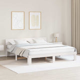 Bed Frame with Headboard White 200 x 200 cm Solid Pine Wood 872639