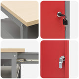 Work Bench Set with Lock 3 pcs Red and Grey Powder-Coated Steel 3321397