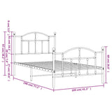 Metal Bed Frame without Mattress with Footboard White 100x190cm 353500
