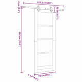 Sliding Door Natural 78 x 202 cm Solid Pine Wood and Glass 3332271