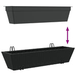 ZNTS Planters with hooks 2 pcs Black Poly Rattan 366404