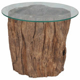 Coffee Table Teak Glass 50x40 cm 245069