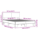 Bed Frame without Mattress Grey Sonoma 135x190 cm Double 3280210