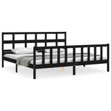Bed Frame without Mattress Black 200x200 cm Solid Wood Pine 3193035