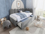 Upholstered Bed Daybed with Pull-Out Bed, 3FT Single Sofa Bed 90 x 190 cm, Guest Beds for Adults and N601P272133G