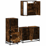 3 Piece Bathroom Furniture Set Smoked Oak Engineered Wood 3301032