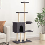 Cat Tree with Sisal Scratching Posts Dark Grey 145 cm 172096