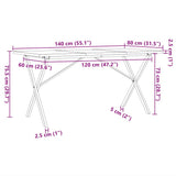 Dining Table X-Frame 140x80x75.5 cm Solid Wood Pine and Steel 3282764
