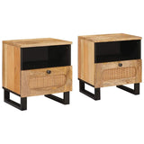 Bedside Cabinet 2 pcs Natural 40 x 33 x 46 cm Solid Mango Wood 4018051