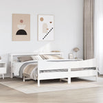 Bed Frame with Headboard White 180x200 cm Super King Solid Wood Pine 3306295