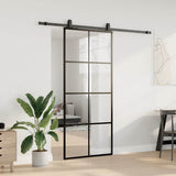 Sliding Door with Hardware Set Black 90x205 cm ESG Glass 3375944