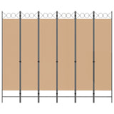 6-Panel Room Divider Beige 240 x 200 cm Fabric 42039202
