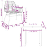 3 Piece Garden Dining Set Black Poly Rattan Glass 3334534