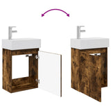 Bathroom Vanity Unit with Tap Smoked Oak 45.5 x 22.5 x 84 cm 889466