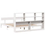 ZNTS Bookcase Bed without Mattress White 200x200 cm Solid Wood Pine 3321817