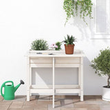 Garden Planter with Folding Tabletop White Solid Wood Pine 825122