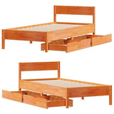 Bed Frame without Mattress Wax Brown 100x200 cm Solid Wood Pine 3301757