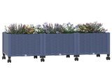 Garden Planter with Wheels Blue Grey 120 x 40 x 48 cm PP 3423048