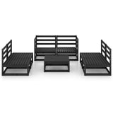 7 Piece Garden Lounge Set Black Solid Pinewood 3075418