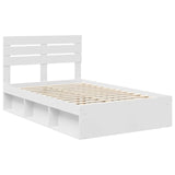 Bed Frame with Headboard White 135 x 190 cm Solid Pine Wood 3411423