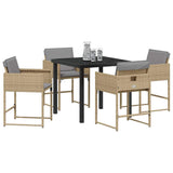 Garden Dining Set with Cushion 5 pcs Beige Poly Rattan 3380028