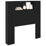 Storage Headboard with LED Black Oak Engineered Wood 3418646