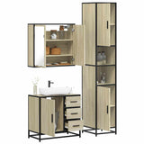 ZNTS 3 Piece Bathroom Furniture Set Sonoma Oak Engineered Wood 3301076